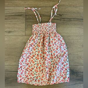 Tea brand little girls pink citrus print linen and cotton dress